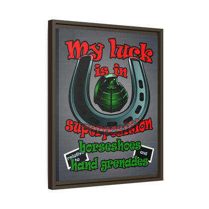 my luck - framed canvas art (grey-light grey)