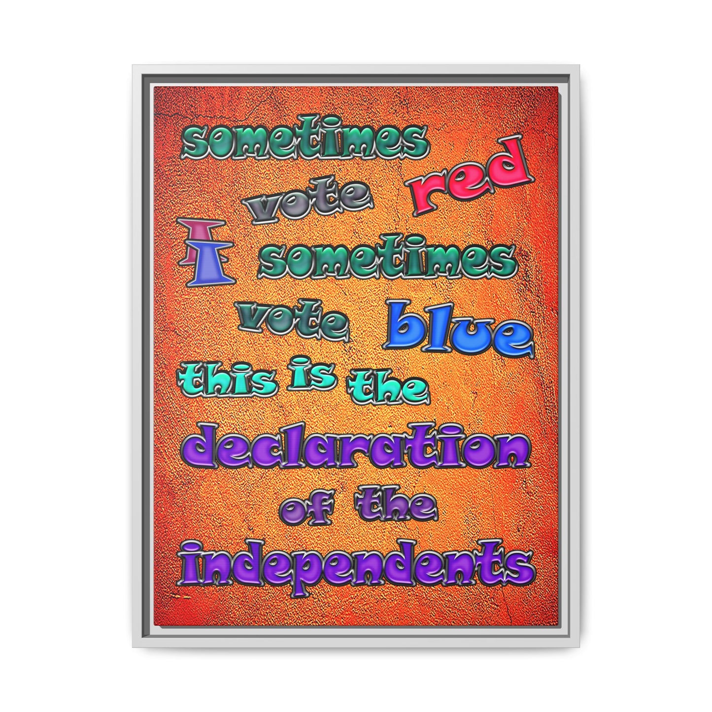 declaration of the independents - framed canvas art (burnt orange)