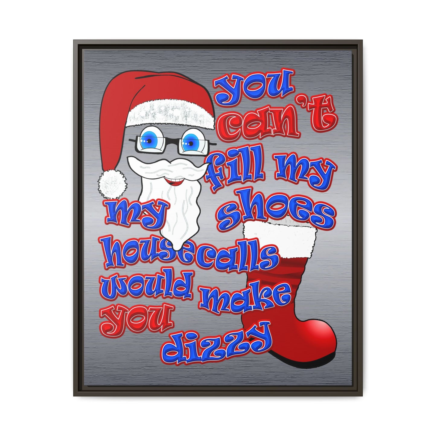santa's shoes - framed canvas art (brushed nickel)