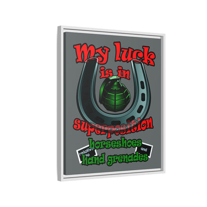my luck - framed canvas art (dark grey)