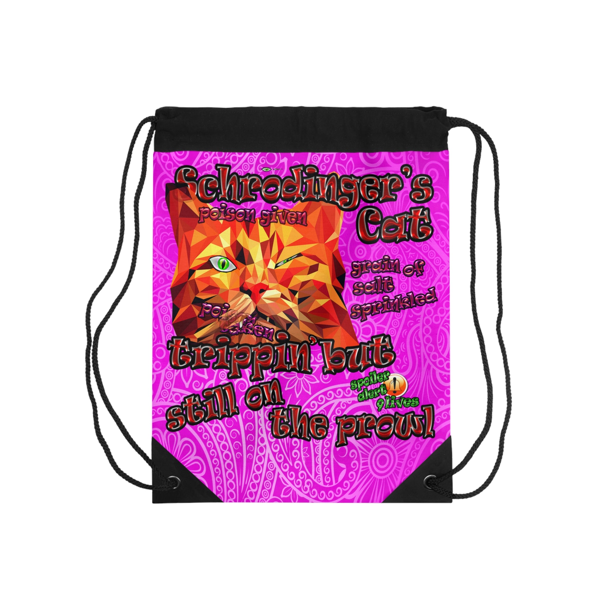 schrodinger's cat - Drawstring Bag (pink swirl)