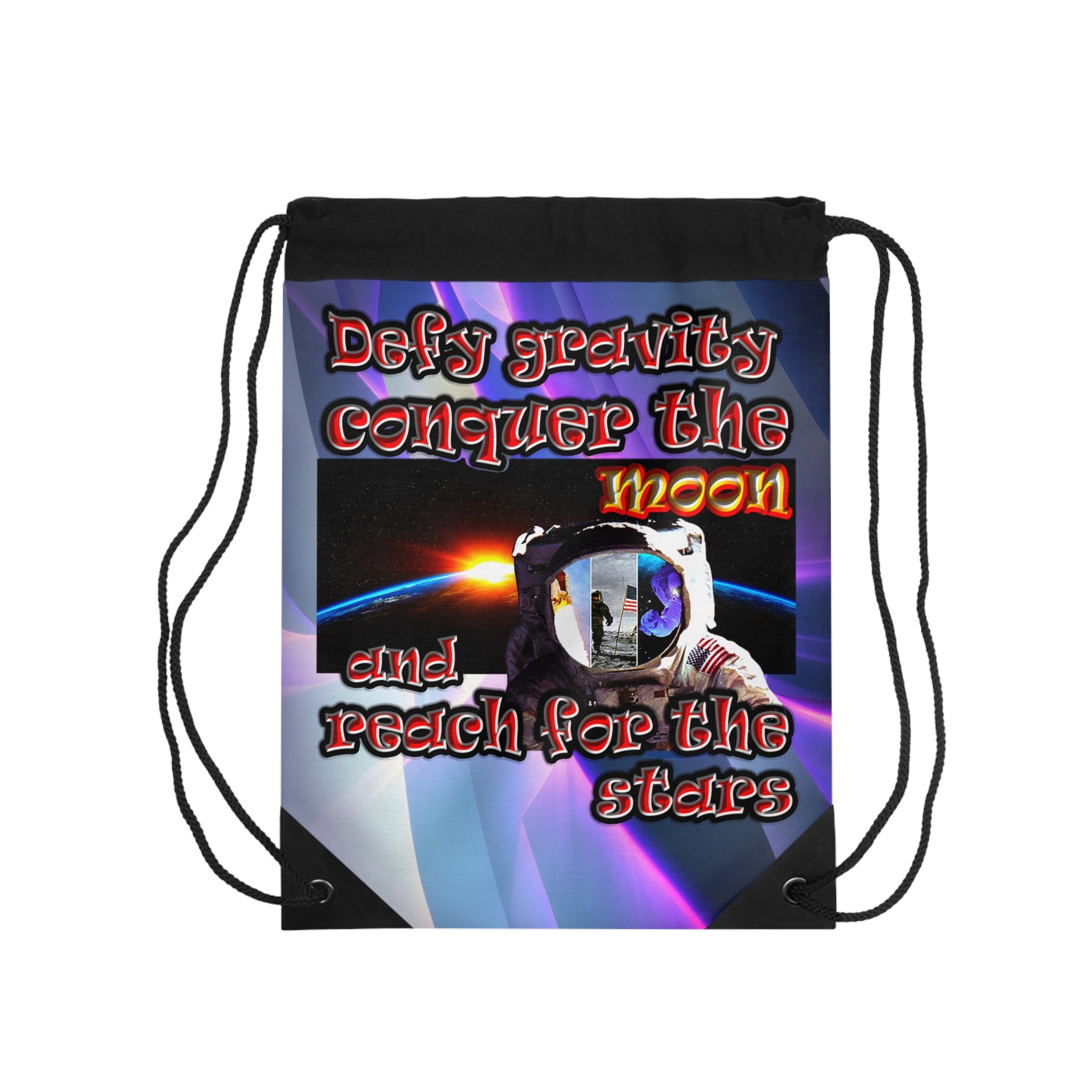 defy conquer reach - Drawstring Bag (grey-pink wave)