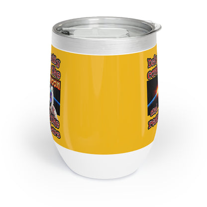 defy conquer reach - Chill Wine Tumbler (yellow)