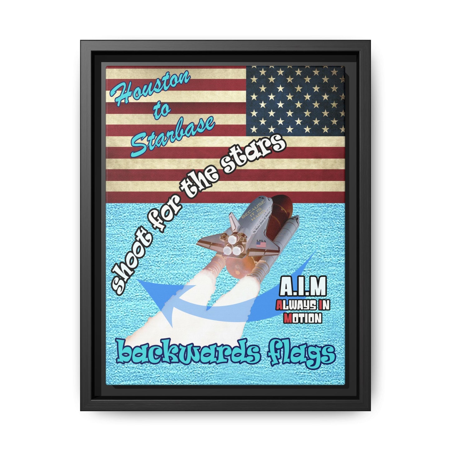 shoot for the stars - framed canvas art (faded blue)