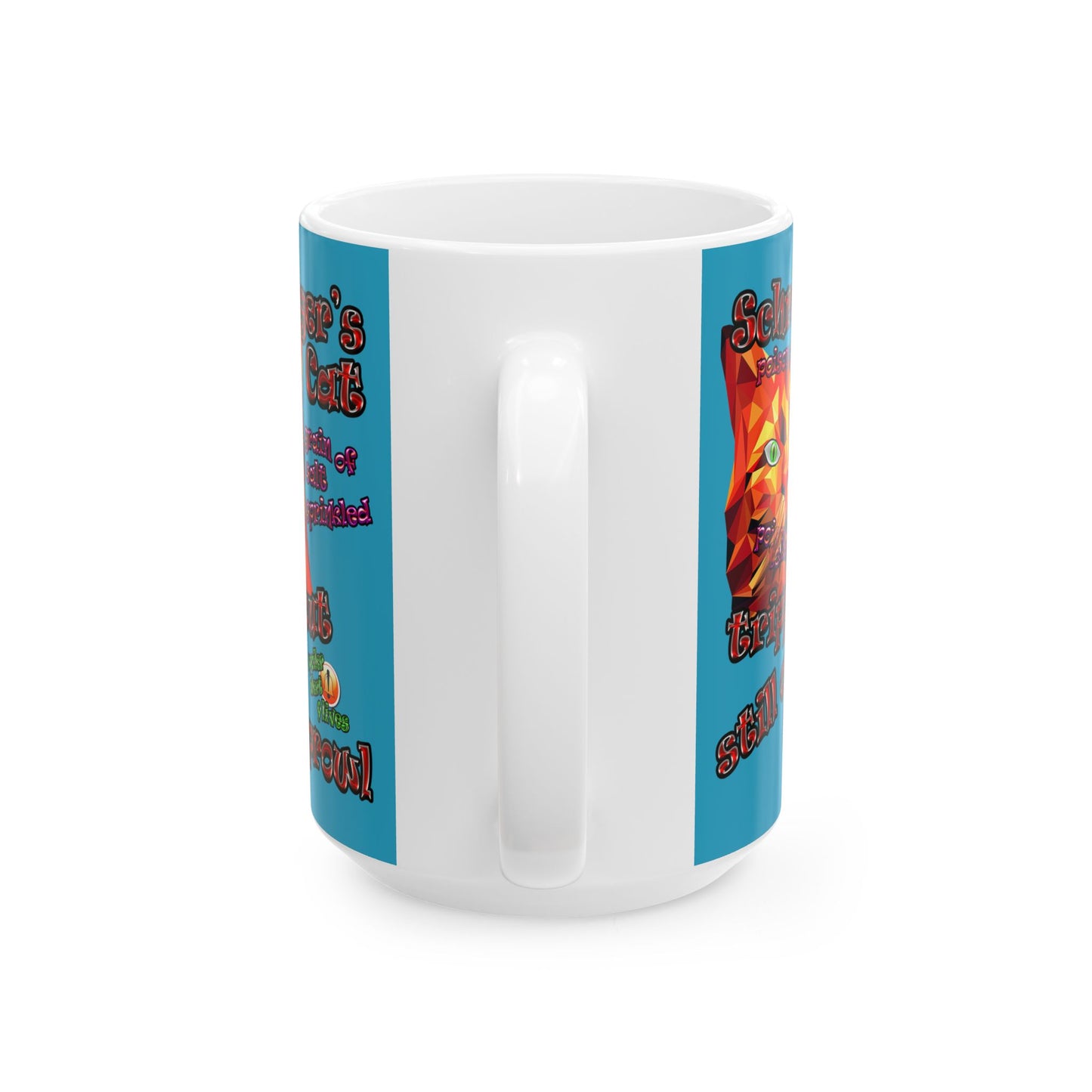 schrodinger's cat - White Mug (turquoise)