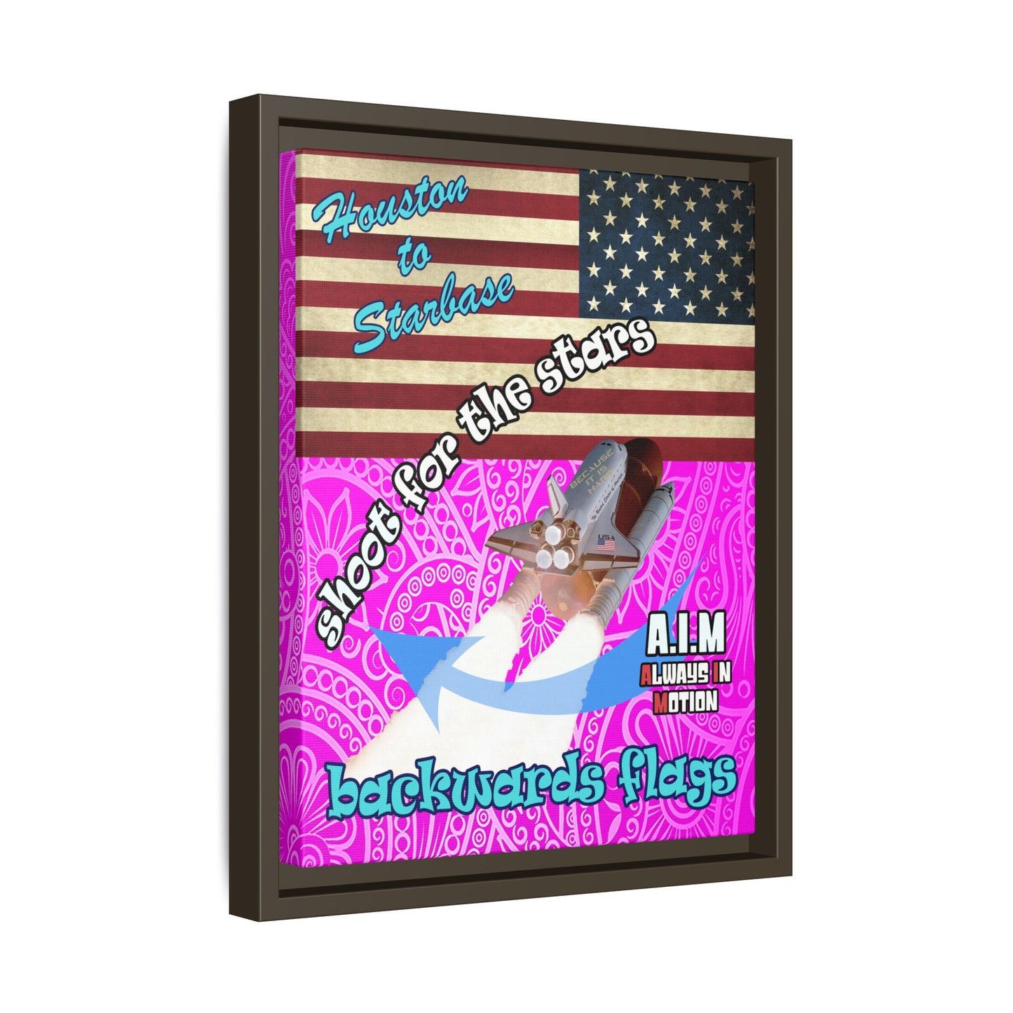 shoot for the stars - framed canvas art (pink swirl)