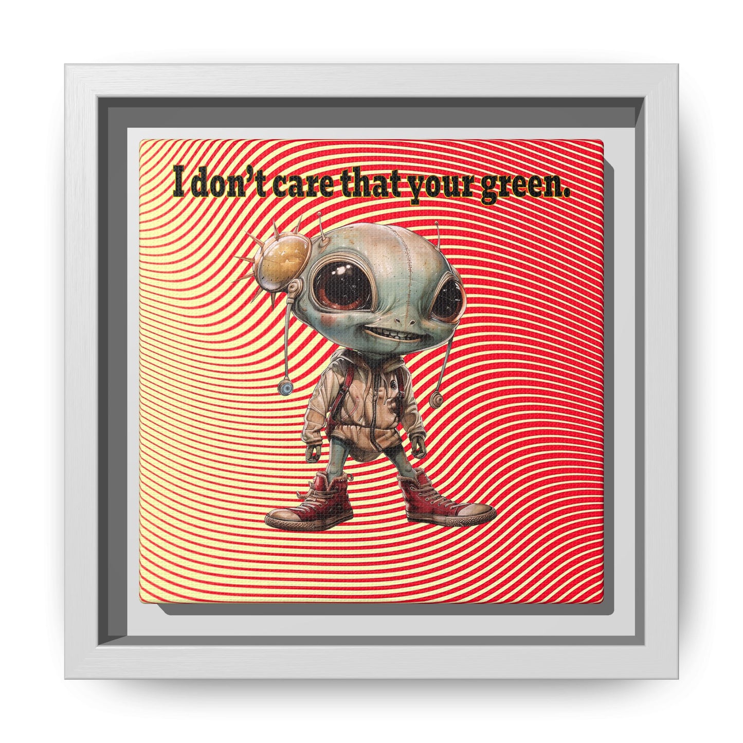 I don't care that your green - framed canvas art (yellow-orange wave)