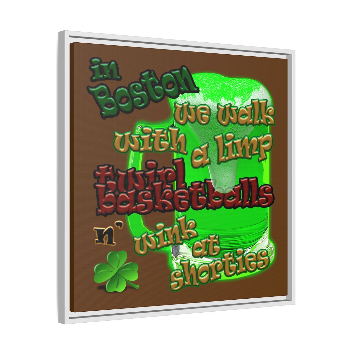 celtics logo - framed canvas art (brown)