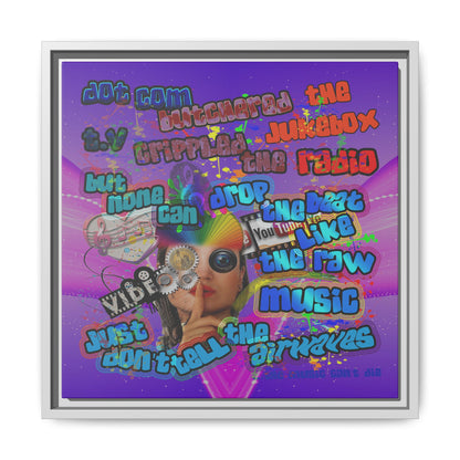 drop the beat - framed canvas art (purple-pink wave)