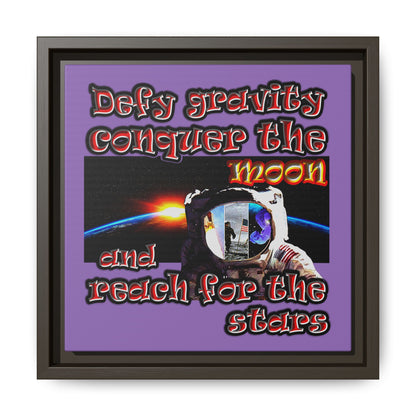 defy conquer reach - framed canvas art (light purple)