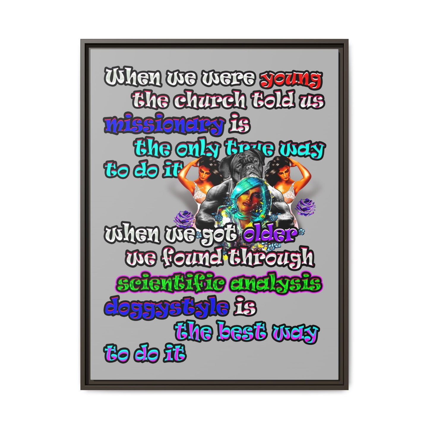 doggystyle - framed canvas art (light grey)