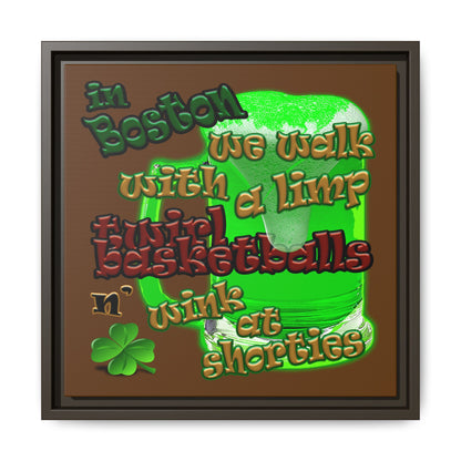 celtics logo - framed canvas art (brown)
