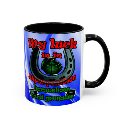 my luck - Accent Mug (blue-white wave)