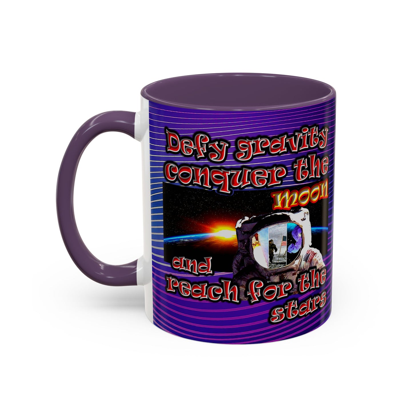 defy conquer reach - Accent Mug (purple wave)
