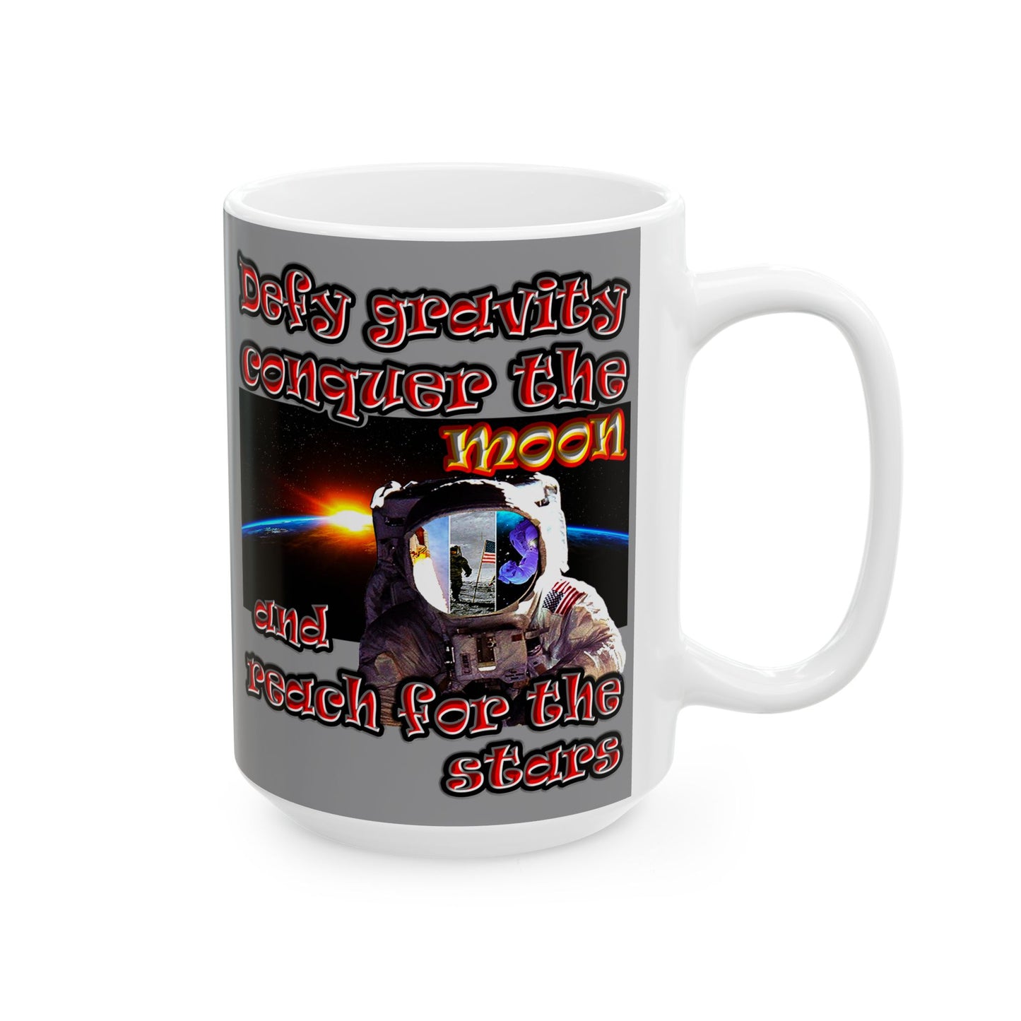 defy conquer reach - White Mug (grey)