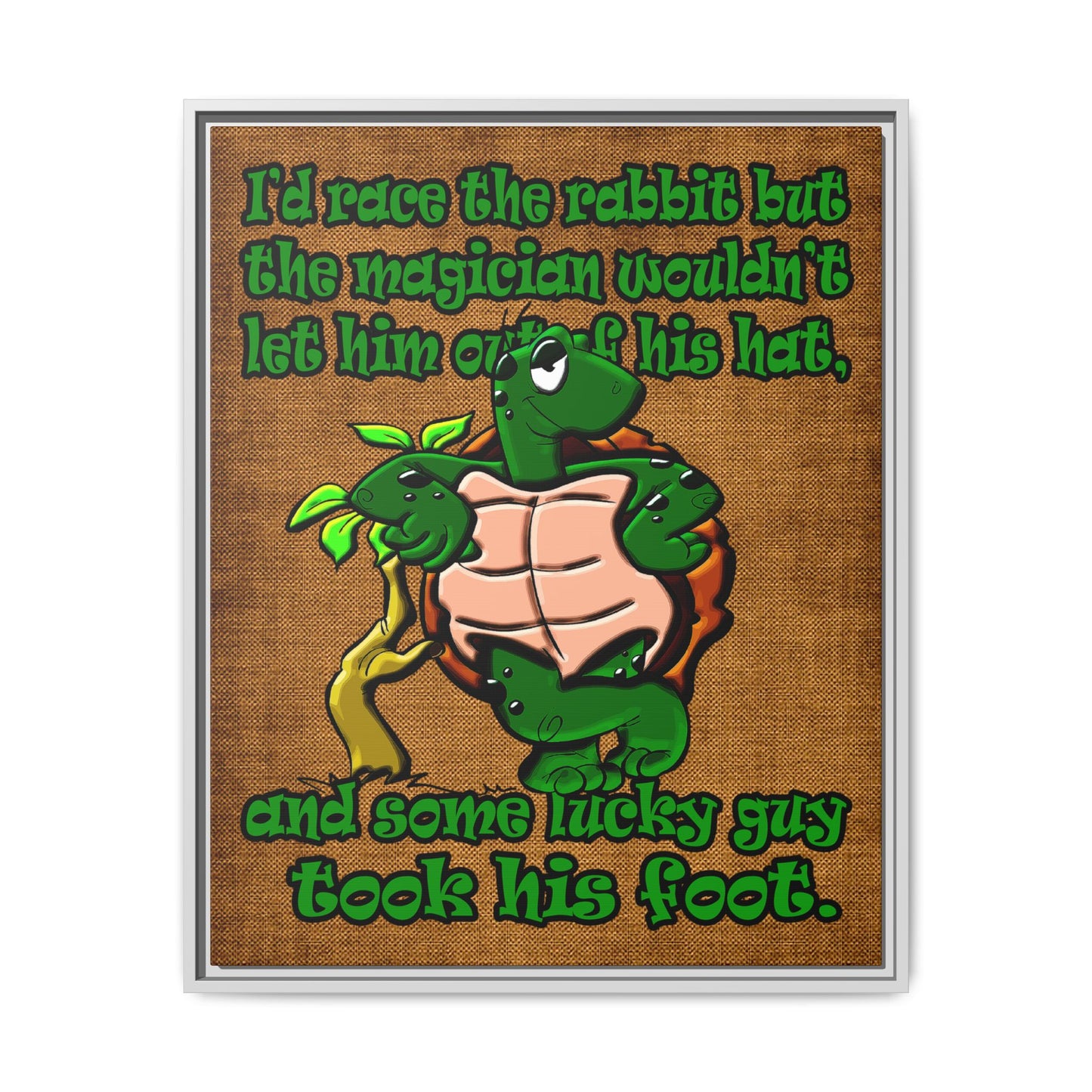 turtle race - framed canvas art (brown papyrus)