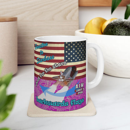 shoot for the stars - White Mug (pink swirl)