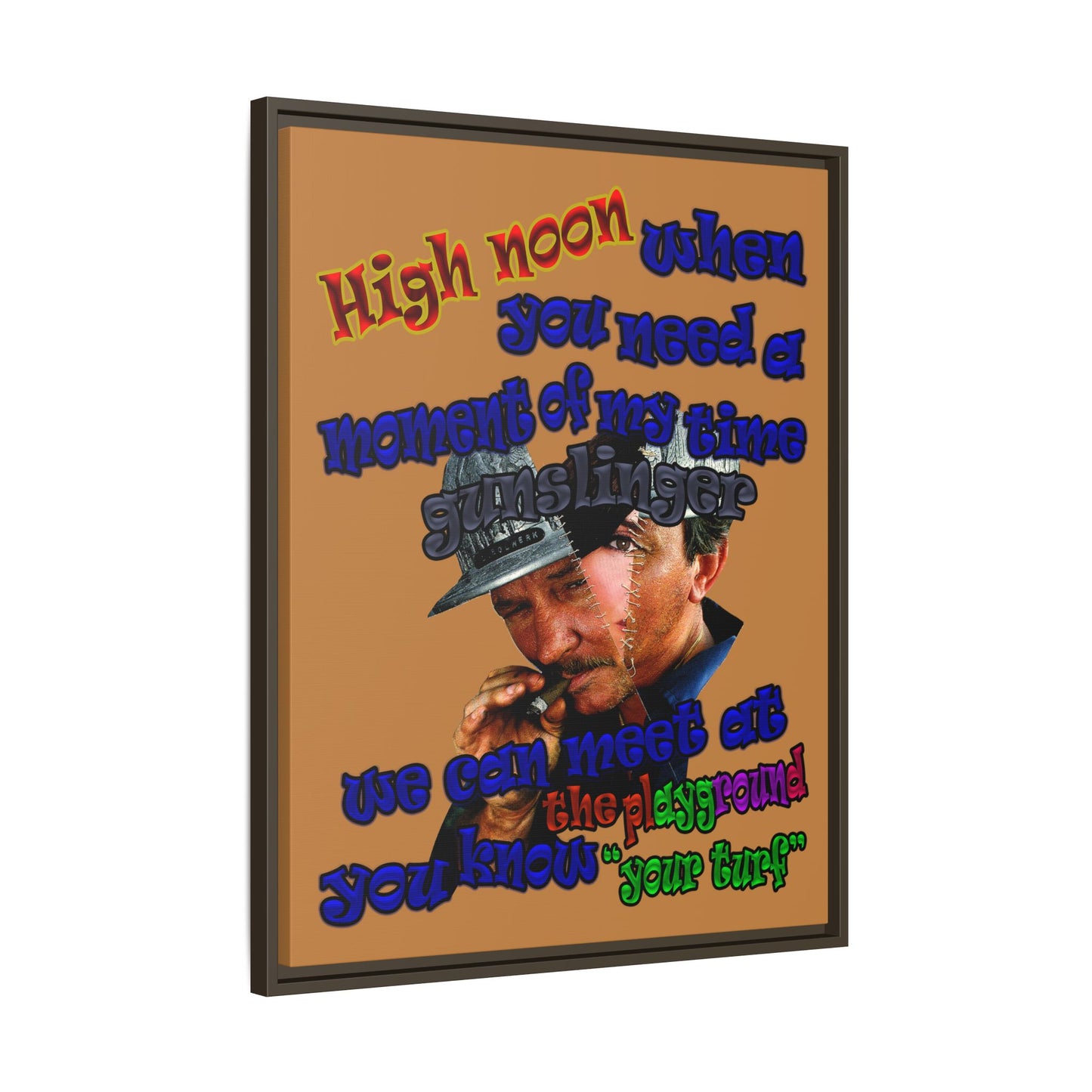 high noon - framed canvas art (light brown)