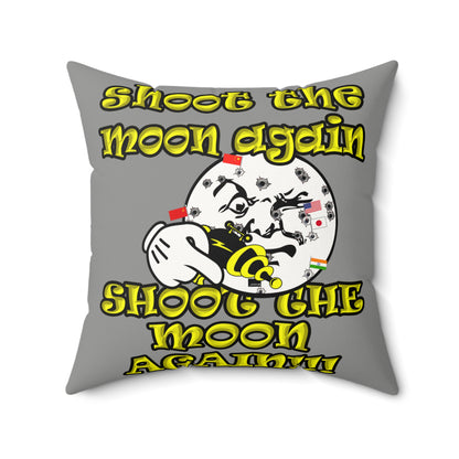 shoot the moon again - Faux Suede Square Pillow - (grey)