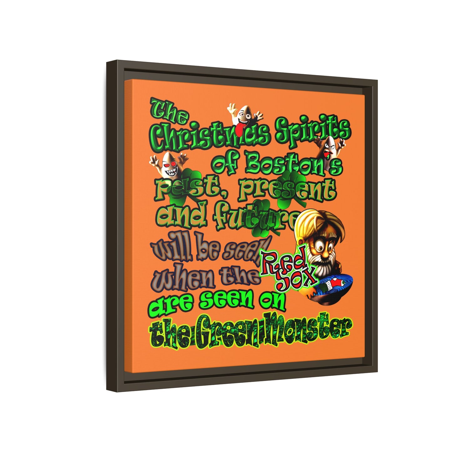 christmas spirits of boston - framed canvas art (crusta)