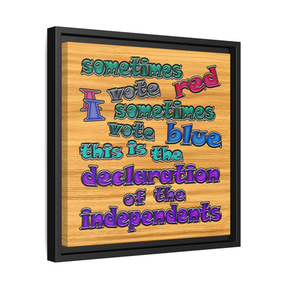 declaration of the independents - framed canvas art (butterscotch wood finish)