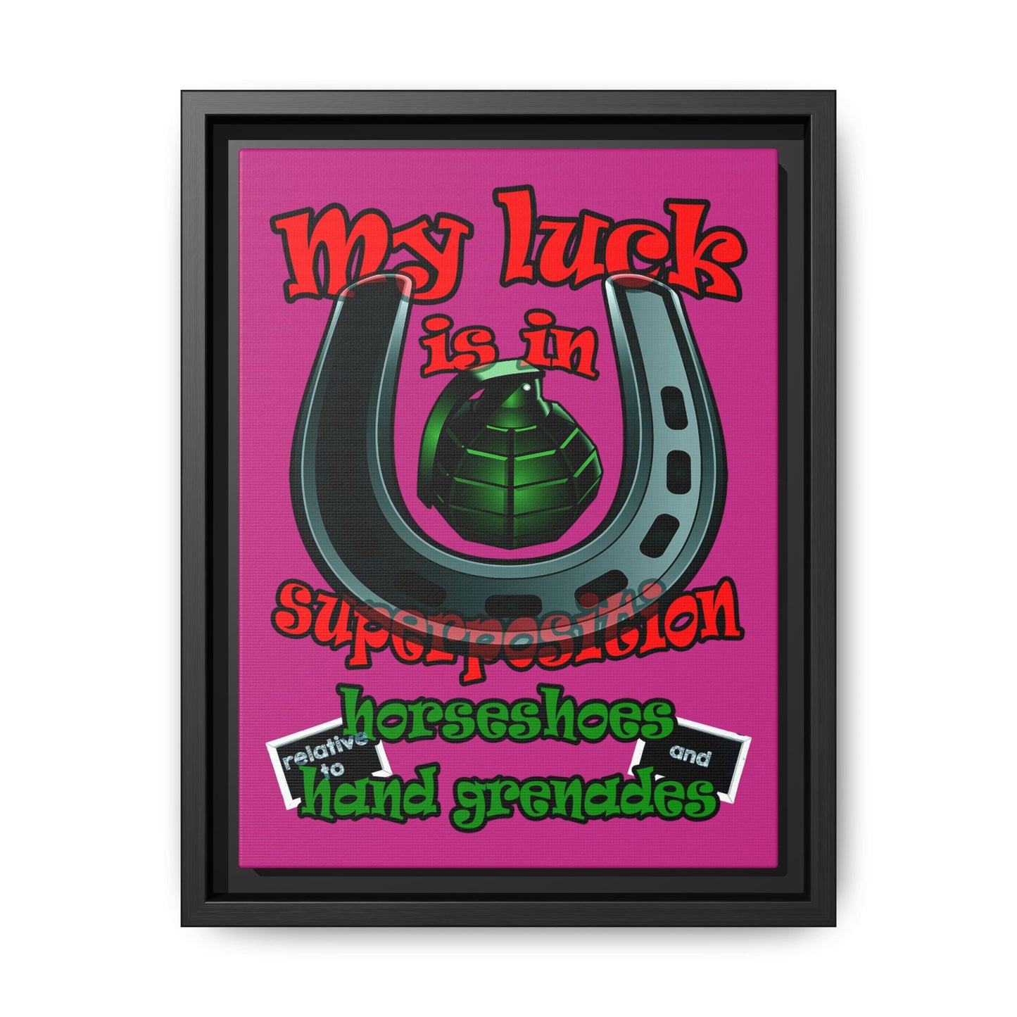 my luck - framed canvas art (pink)