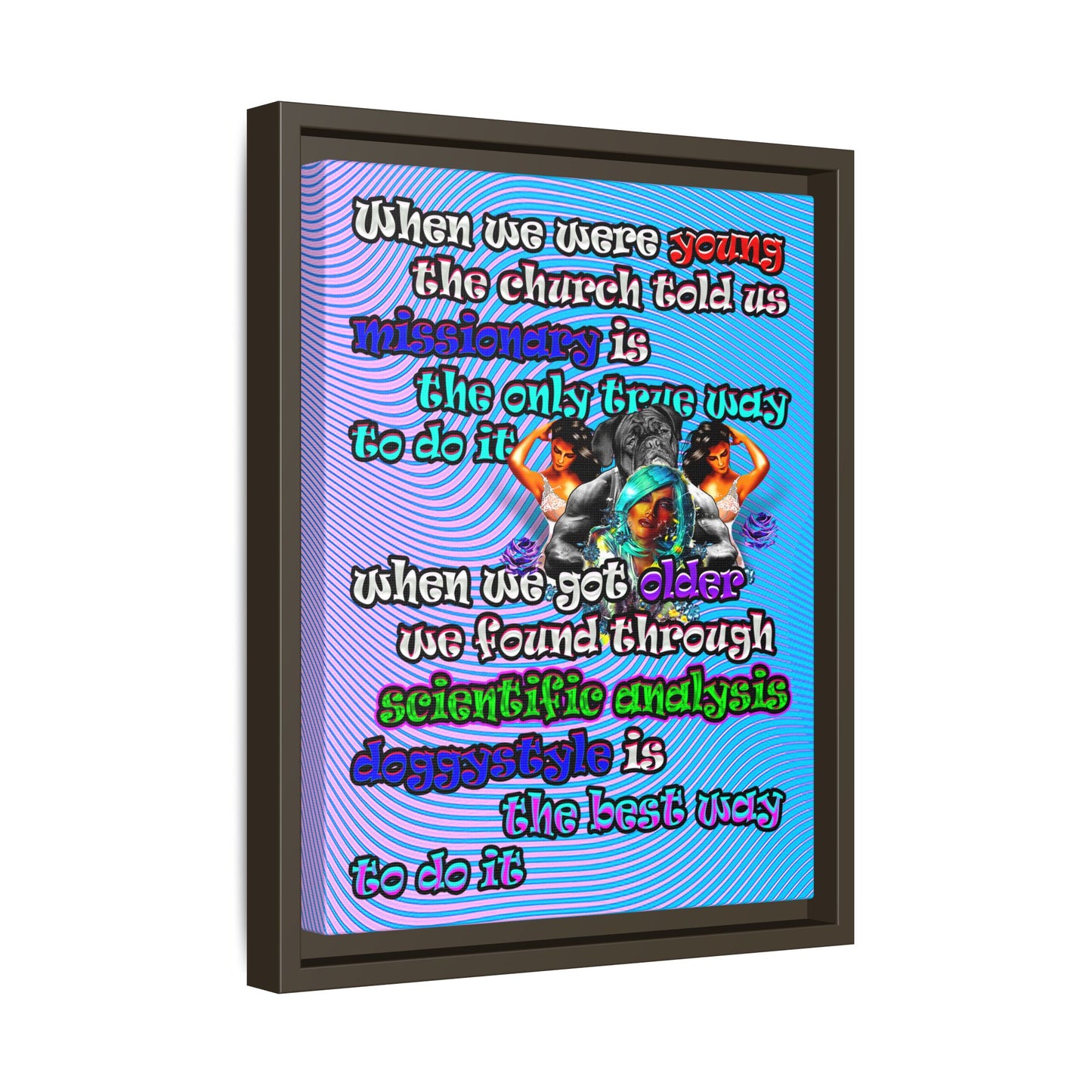 doggystyle - framed canvas art (light blue-purple wave)