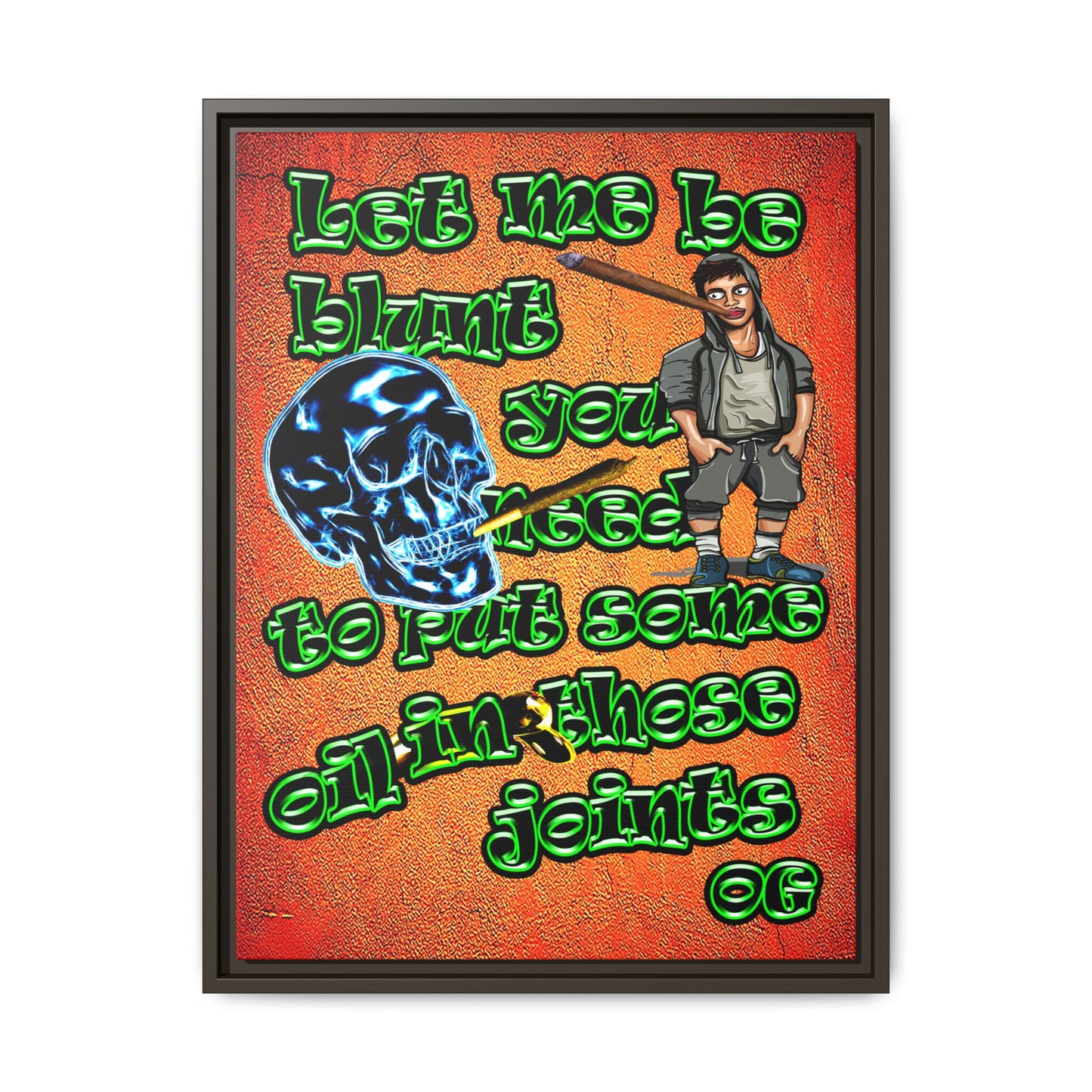 og - framed canvas art (burnt orange)