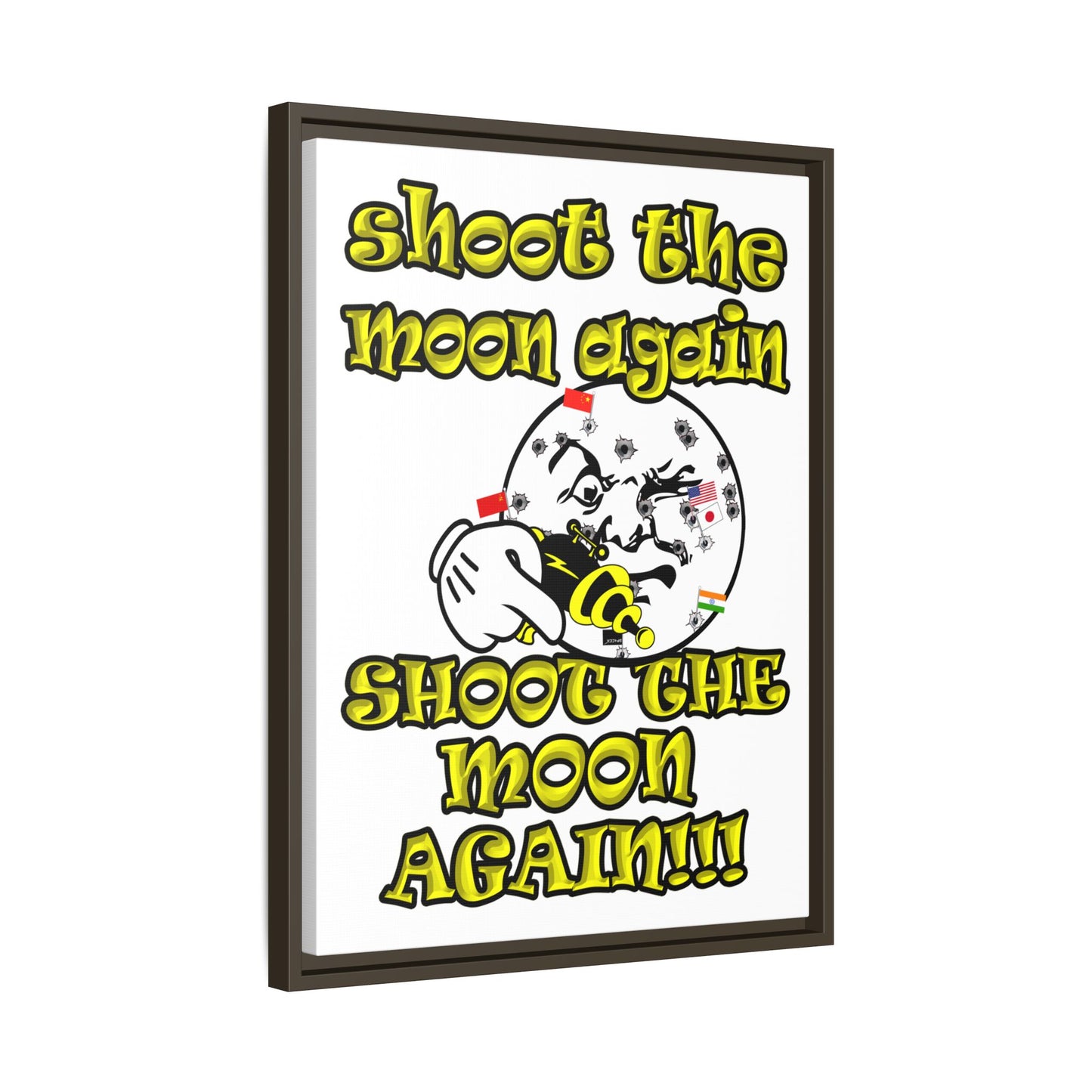 shoot the moon again - framed canvas art (white)
