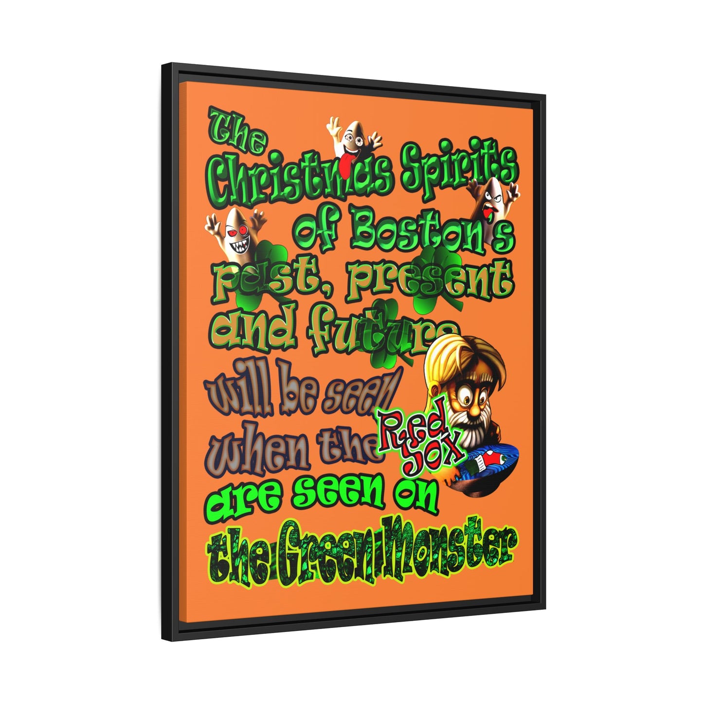 christmas spirits of boston - framed canvas art (crusta)