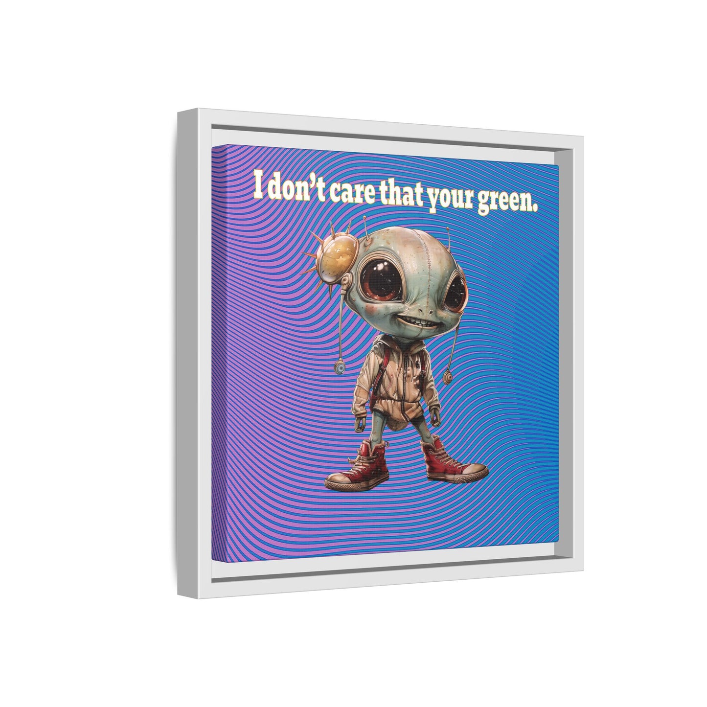I don't care that your green - framed canvas art (light blue-purple wave)