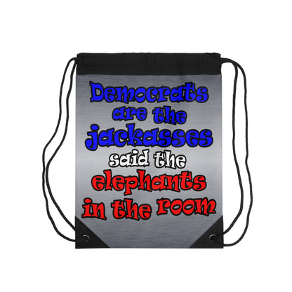 donkeys and elephants - Drawstring Bag (brushed nickel)