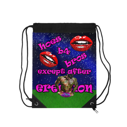 hoes b4 bros - Drawstring Bag ('snoops' background)