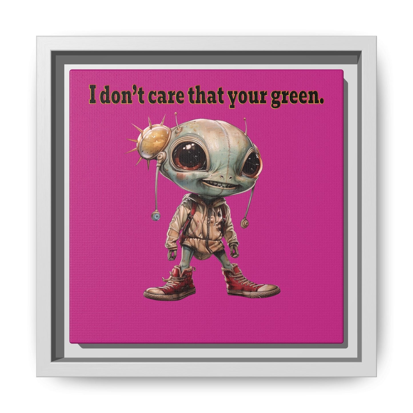 I don't care that your green - framed canvas art (pink)