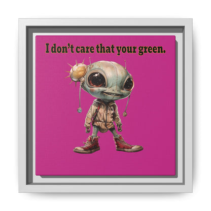 I don't care that your green - framed canvas art (pink)