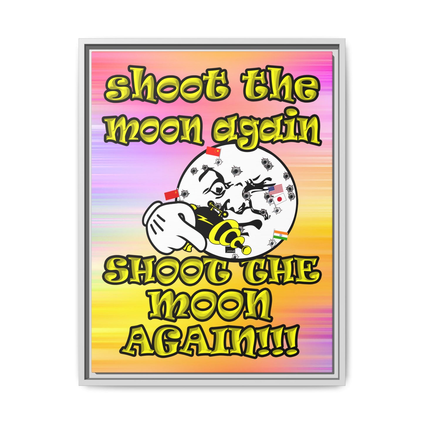 shoot the moon again - framed canvas art (color blur)