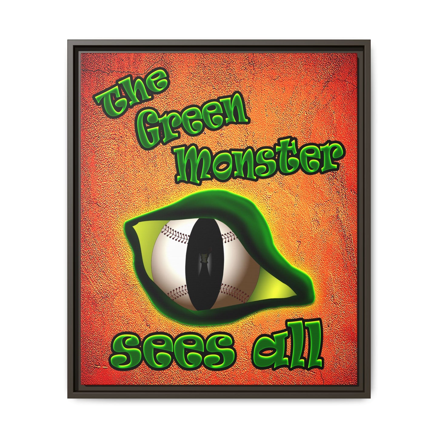 green monster - framed canvas art (burnt orange)