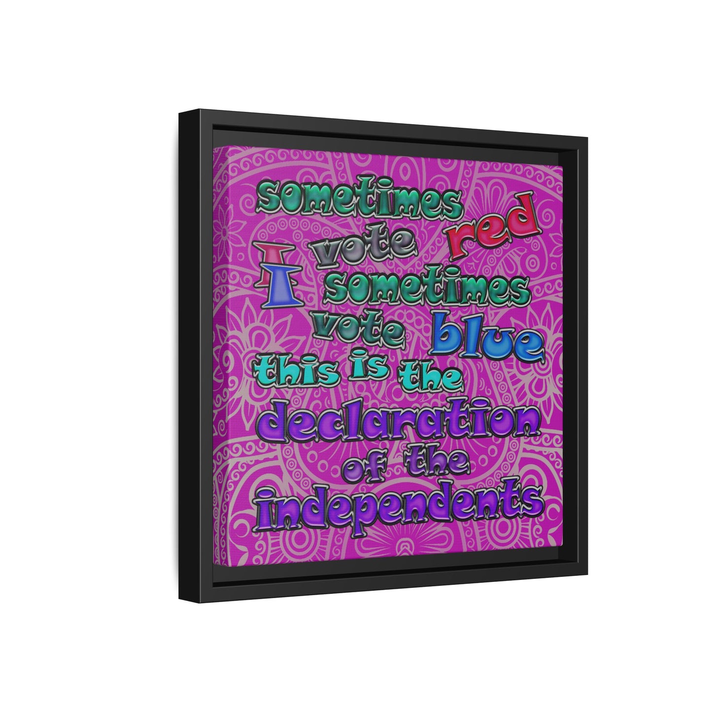 declaration of the independents - framed canvas art (pink swirl)