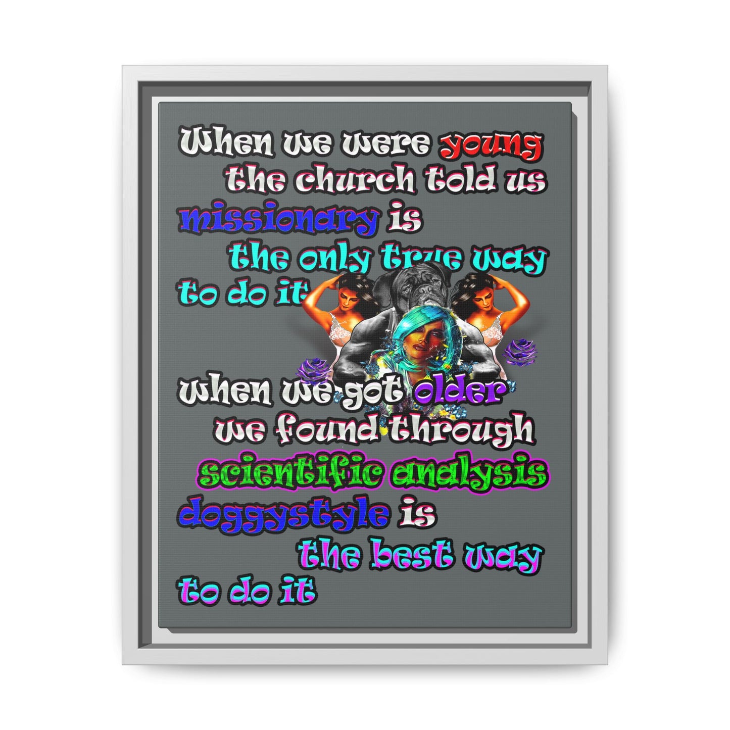 doggystyle - framed canvas art (dark grey)