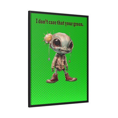 I don't care that your green - framed canvas art (logo green)
