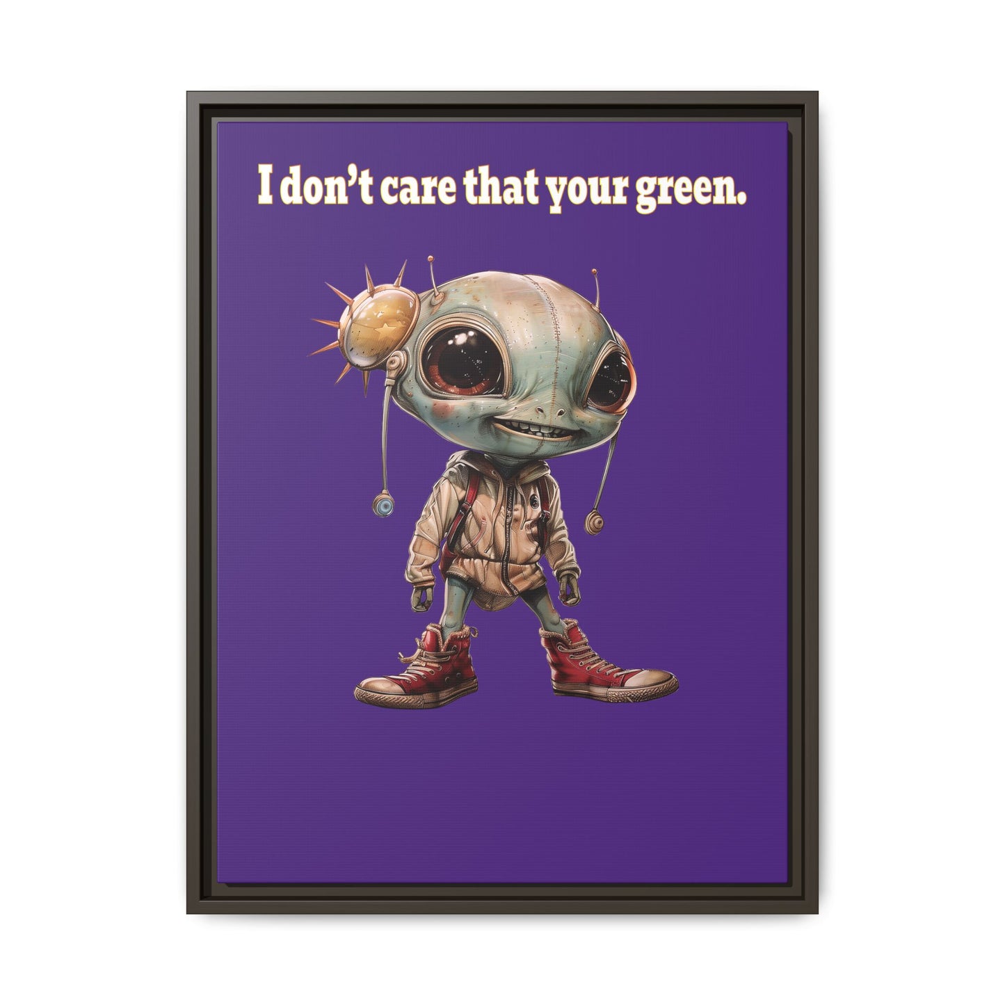I don't care that your green - framed canvas art (purple)