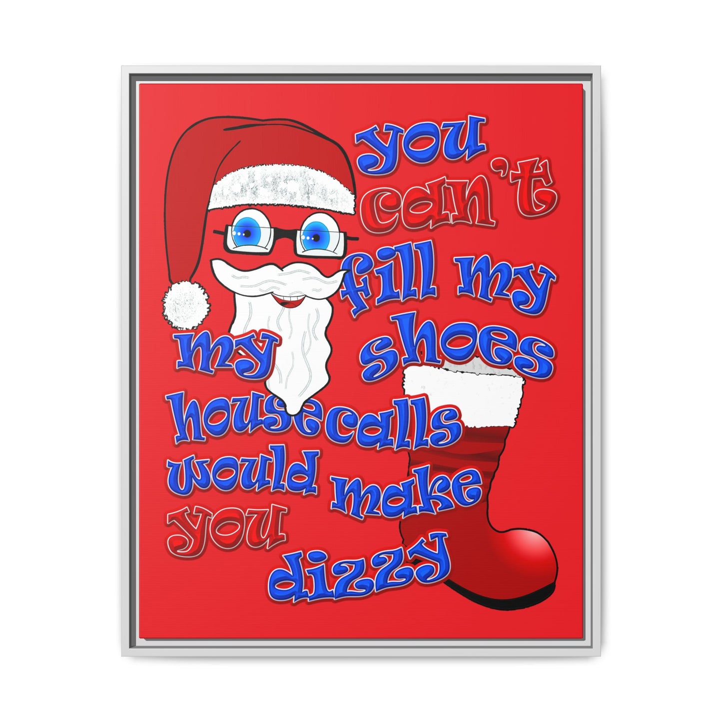 santa's shoes - framed canvas art (red)