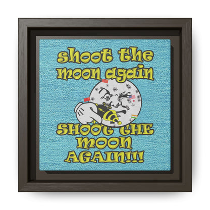 shoot the moon again - framed canvas art (faded blue)