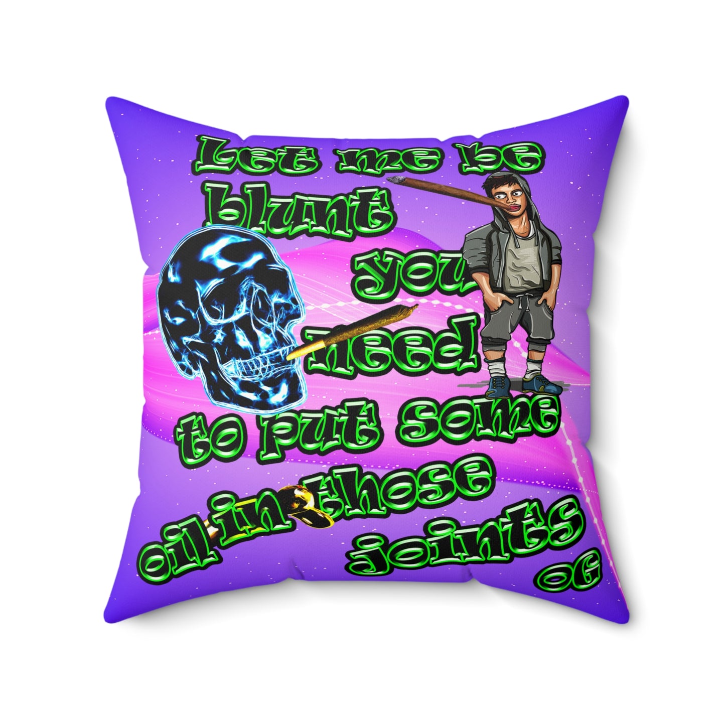og - Faux Suede Square Pillow - (purple-pink wave)