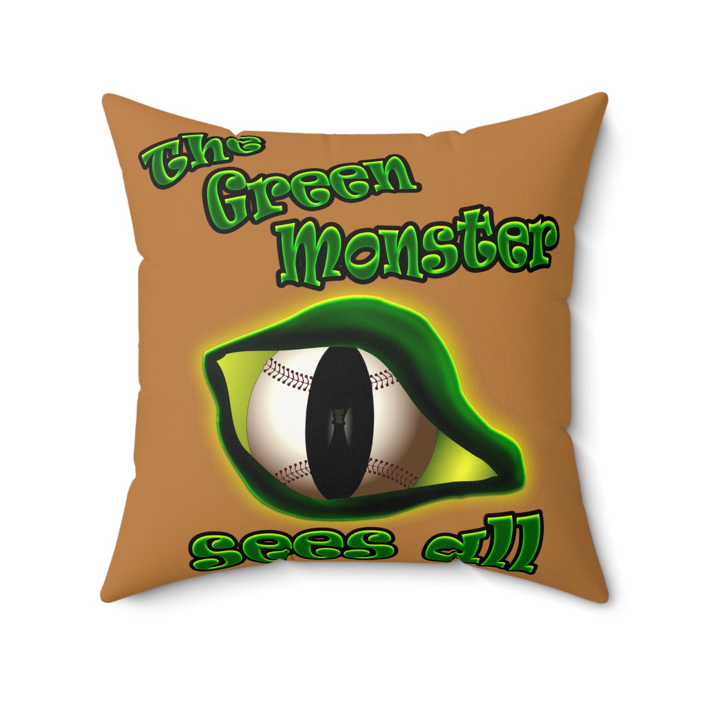 green monster - Faux Suede Square Pillow - (light brown)