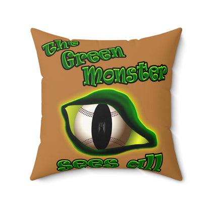 green monster - Faux Suede Square Pillow - (light brown)