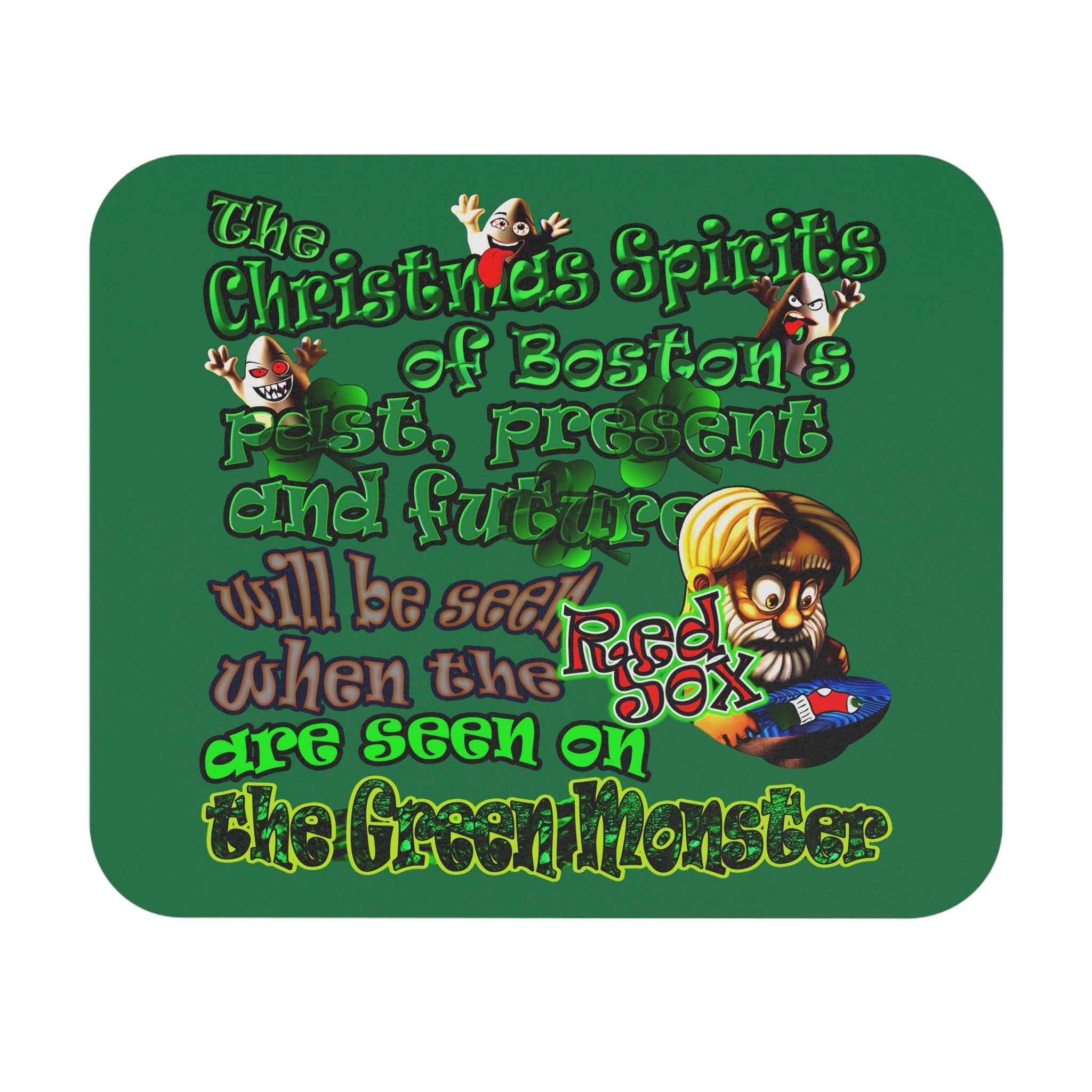 christmas spirits of boston - Mouse Pad (Rectangle) (dark green)