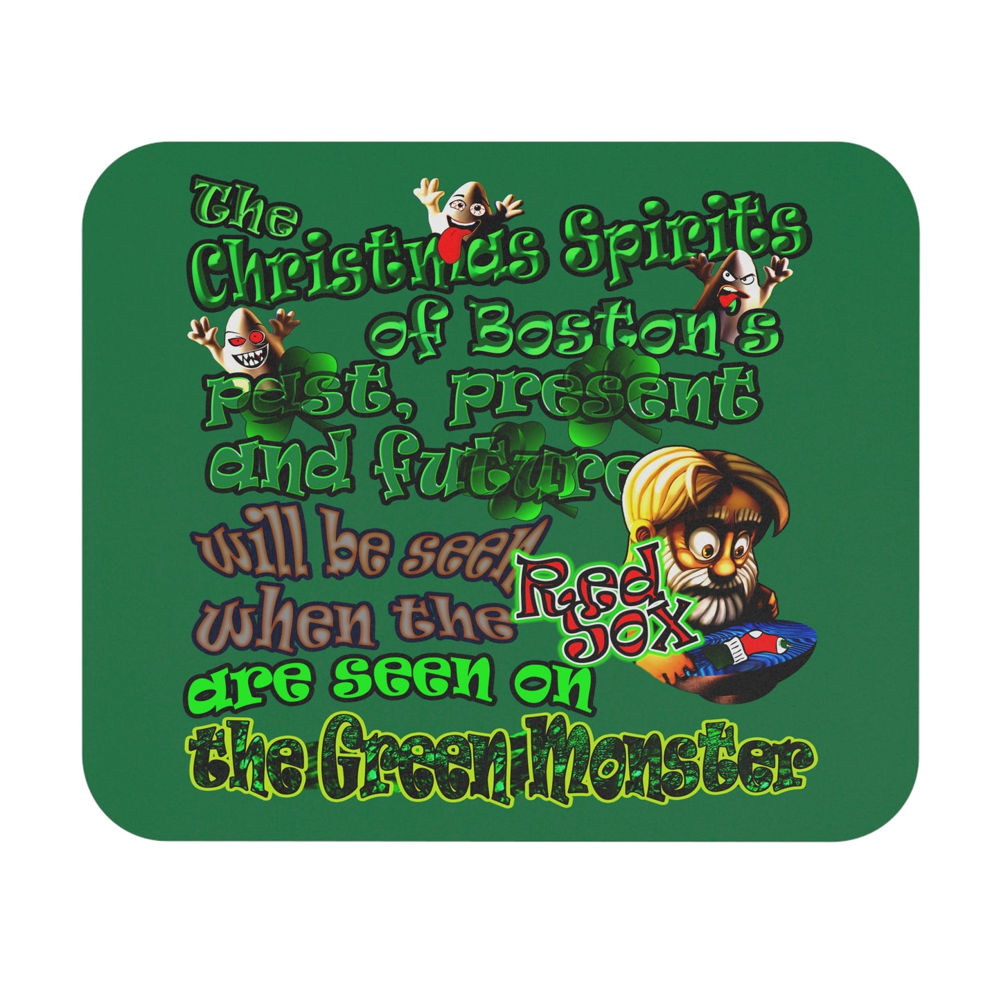 christmas spirits of boston - Mouse Pad (Rectangle) (dark green)