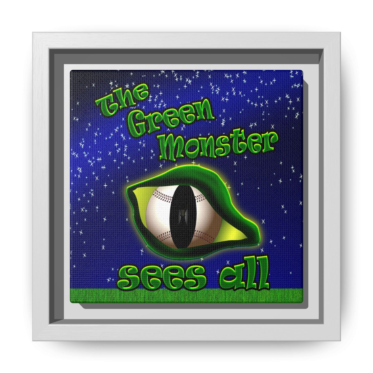 green monster - framed canvas art ('snoops' background)