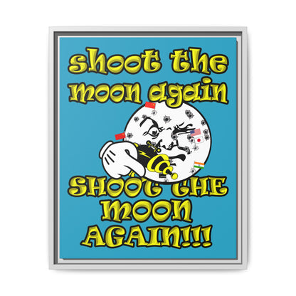 shoot the moon again - framed canvas art (turquoise)